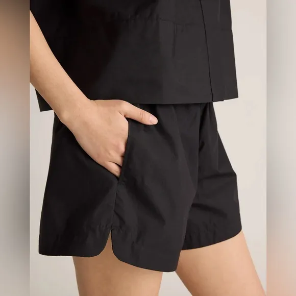 100% Organic Cotton Poplin Pull-On Shorts in Black XL NWT