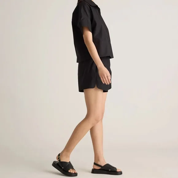 100% Organic Cotton Poplin Pull-On Shorts in Black XL NWT