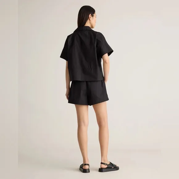 100% Organic Cotton Poplin Pull-On Shorts in Black XL NWT