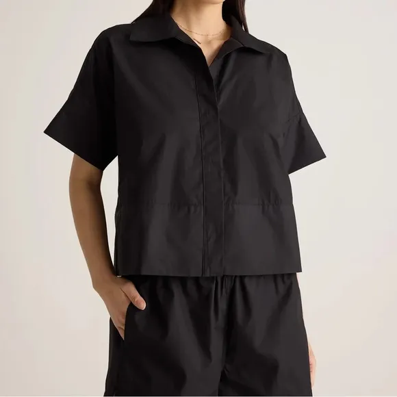 100% Organic Cotton Poplin Pull-On Shorts in Black XL NWT