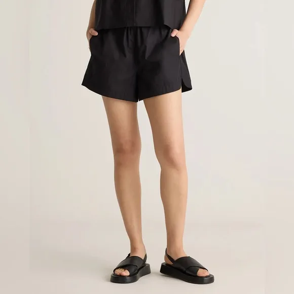 100% Organic Cotton Poplin Pull-On Shorts in Black XL NWT