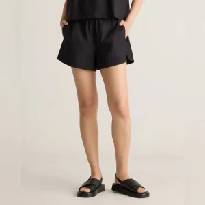 100% Organic Cotton Poplin Pull-On Shorts in Black XL NWT