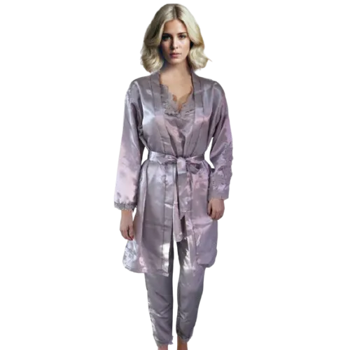 10064 - Luxurious Silk Sleepwear Set for Women: 5 Piece Pajama, Nightgown, Robe & Cami Shorts
