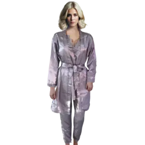 10064 - Luxurious Silk Sleepwear Set for Women: 5 Piece Pajama, Nightgown, Robe & Cami Shorts