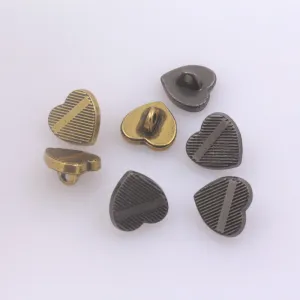 10mm Vintage Gold and Nickel Heart Shaped Metal Shank Buttons 100 Pack