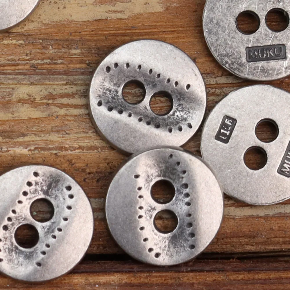 11.5mm Two-Hole Irregular Textured Metal Shirt Buttons 24 Pack