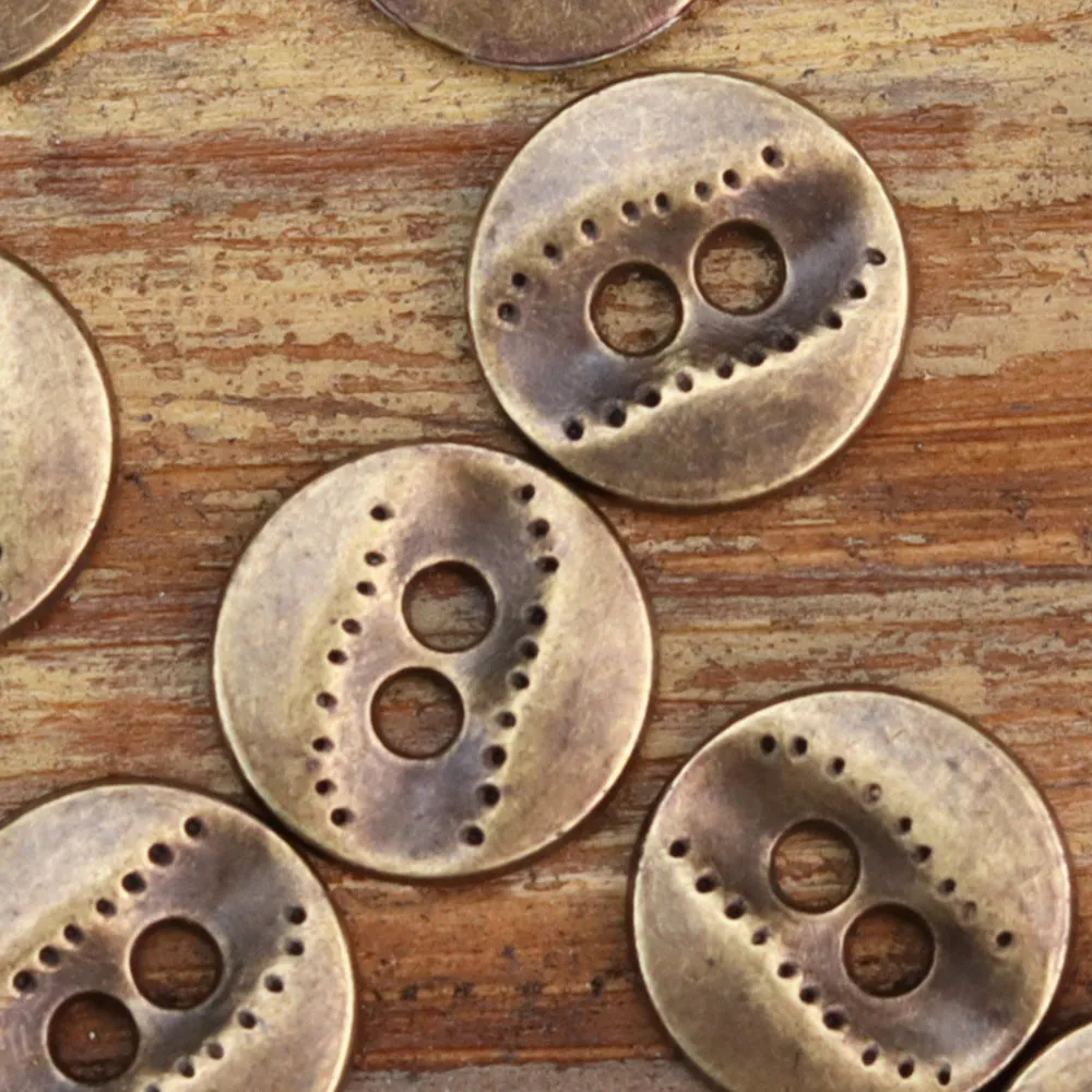 11.5mm Two-Hole Irregular Textured Metal Shirt Buttons 24 Pack
