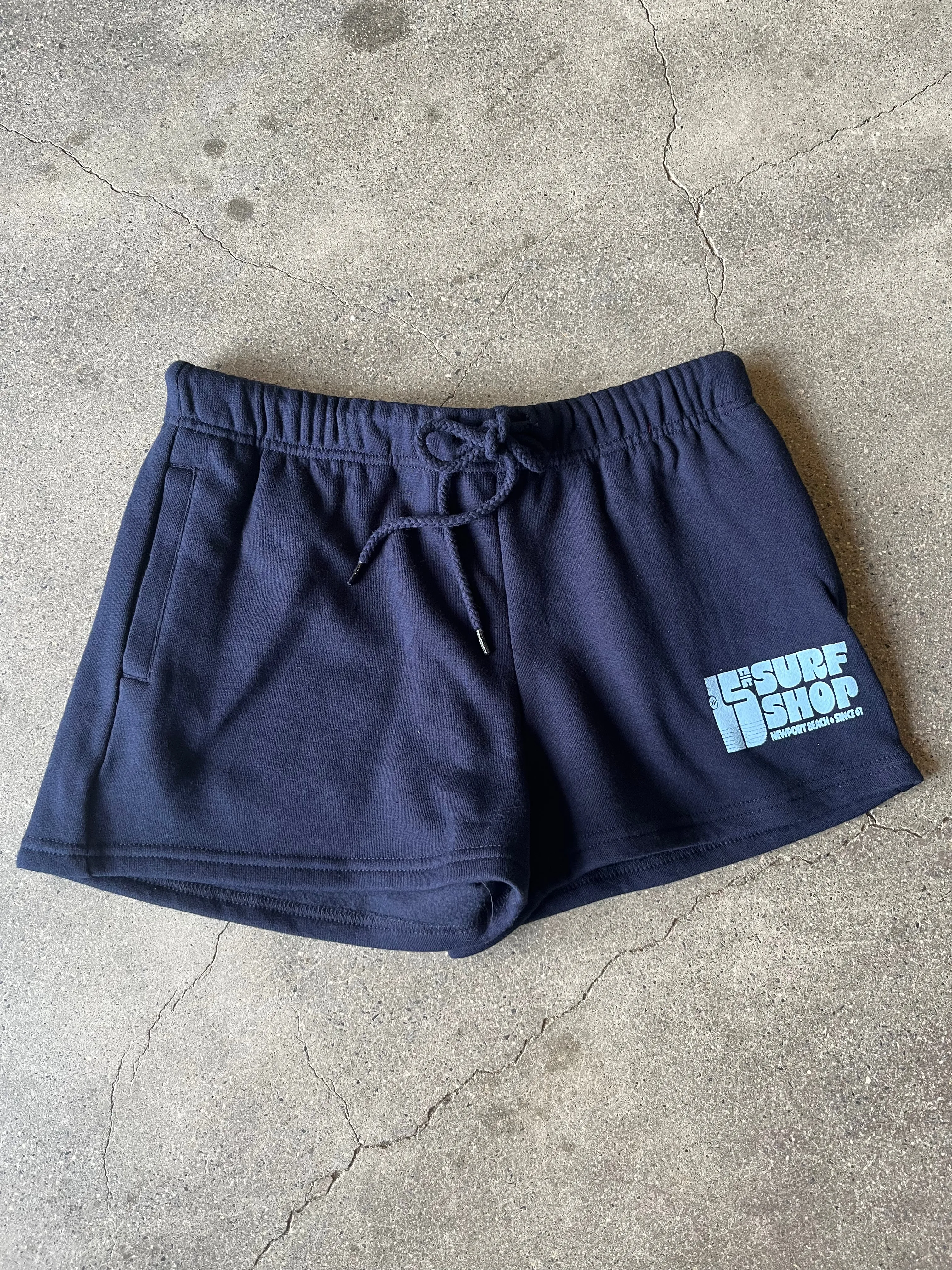 15th St WOMEN Groovy Drip Side Pocket Fleece Shorts Navy