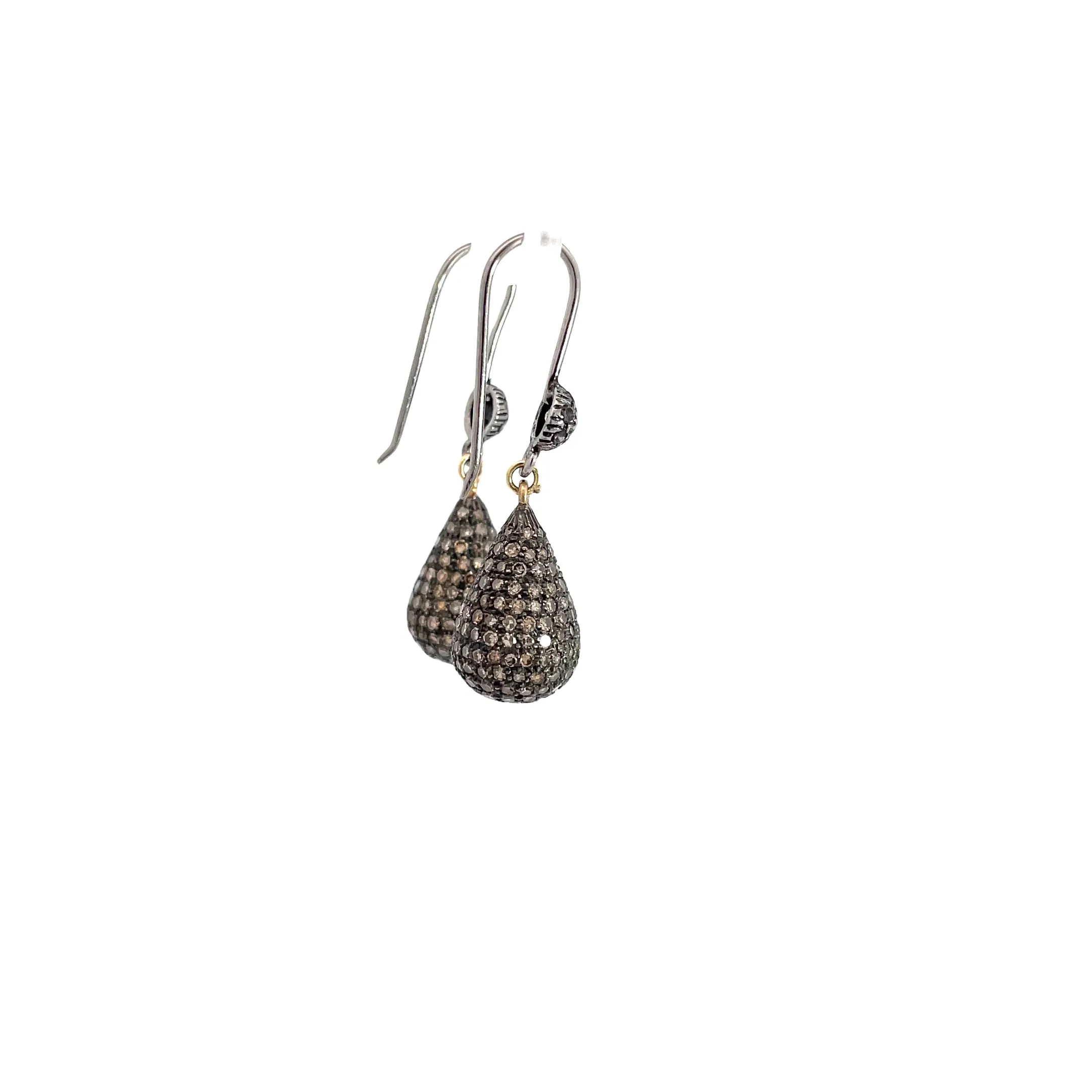 18k Blackened Sterling 18k Diamond Drops
