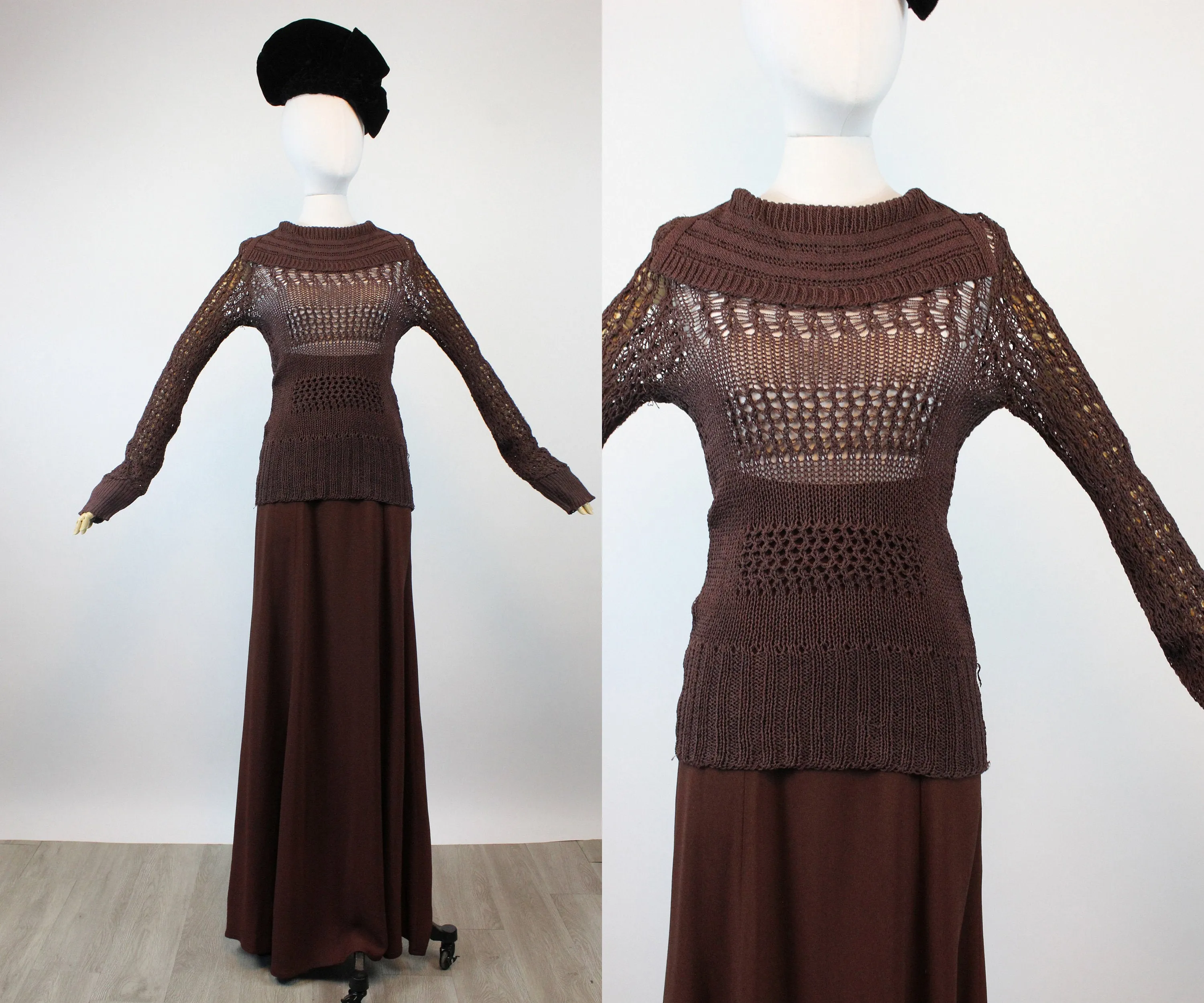 1930s RAYON KNIT spiderweb sweater top small medium | new fall