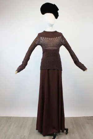1930s RAYON KNIT spiderweb sweater top small medium | new fall