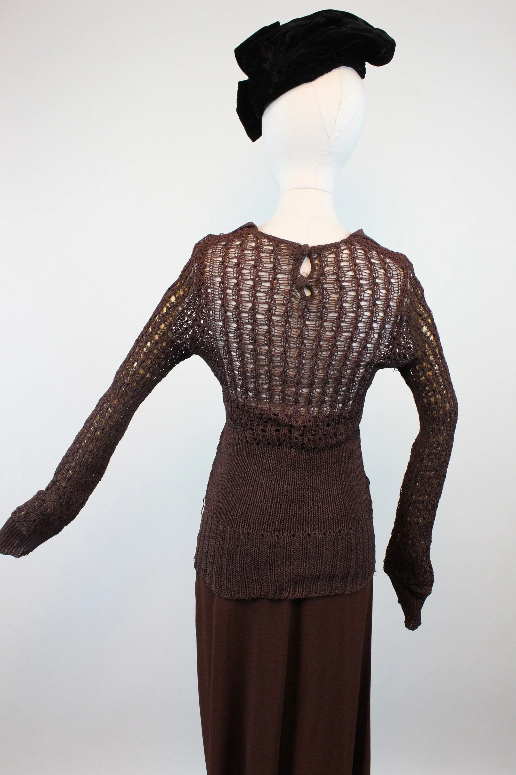 1930s RAYON KNIT spiderweb sweater top small medium | new fall
