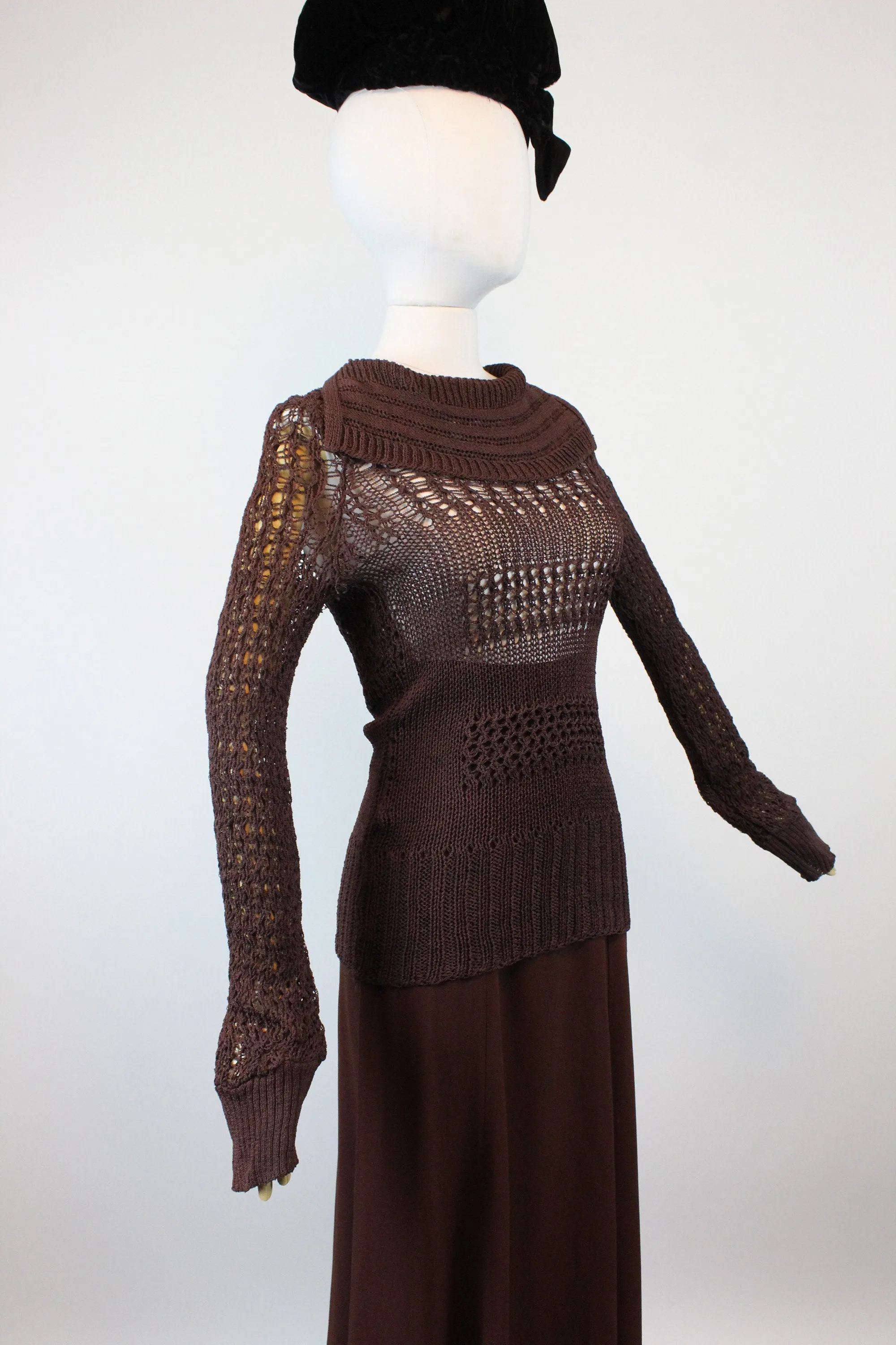 1930s RAYON KNIT spiderweb sweater top small medium | new fall