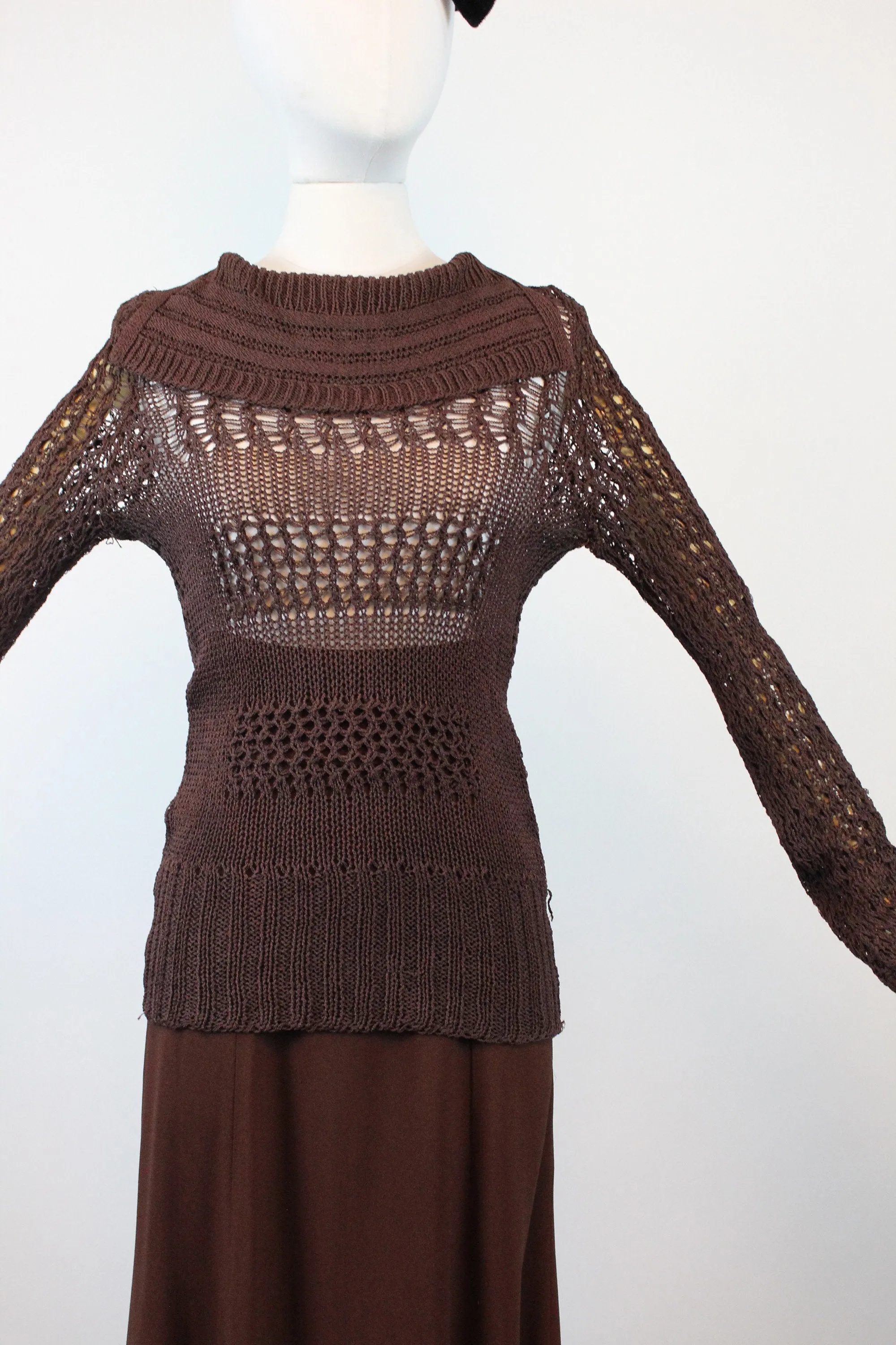 1930s RAYON KNIT spiderweb sweater top small medium | new fall