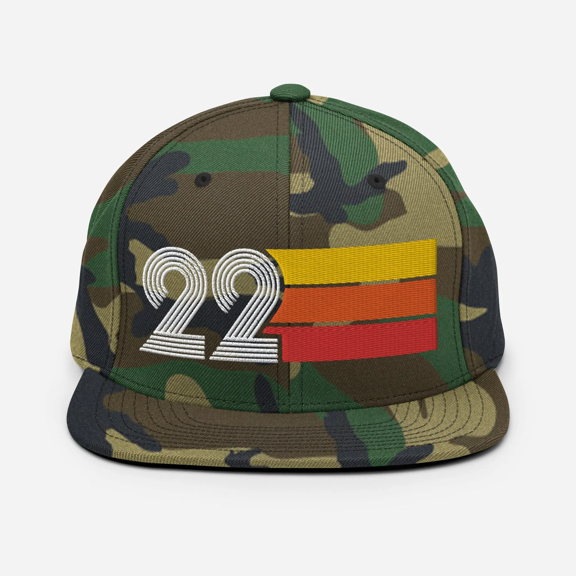 22 - Number Twenty Two 22nd Birthday Gift Idea Flat Bill Snapback Hat for Men and Women