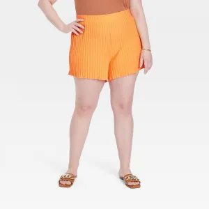 A New Day Women's Plus Size High-Rise Ribbed Shorts