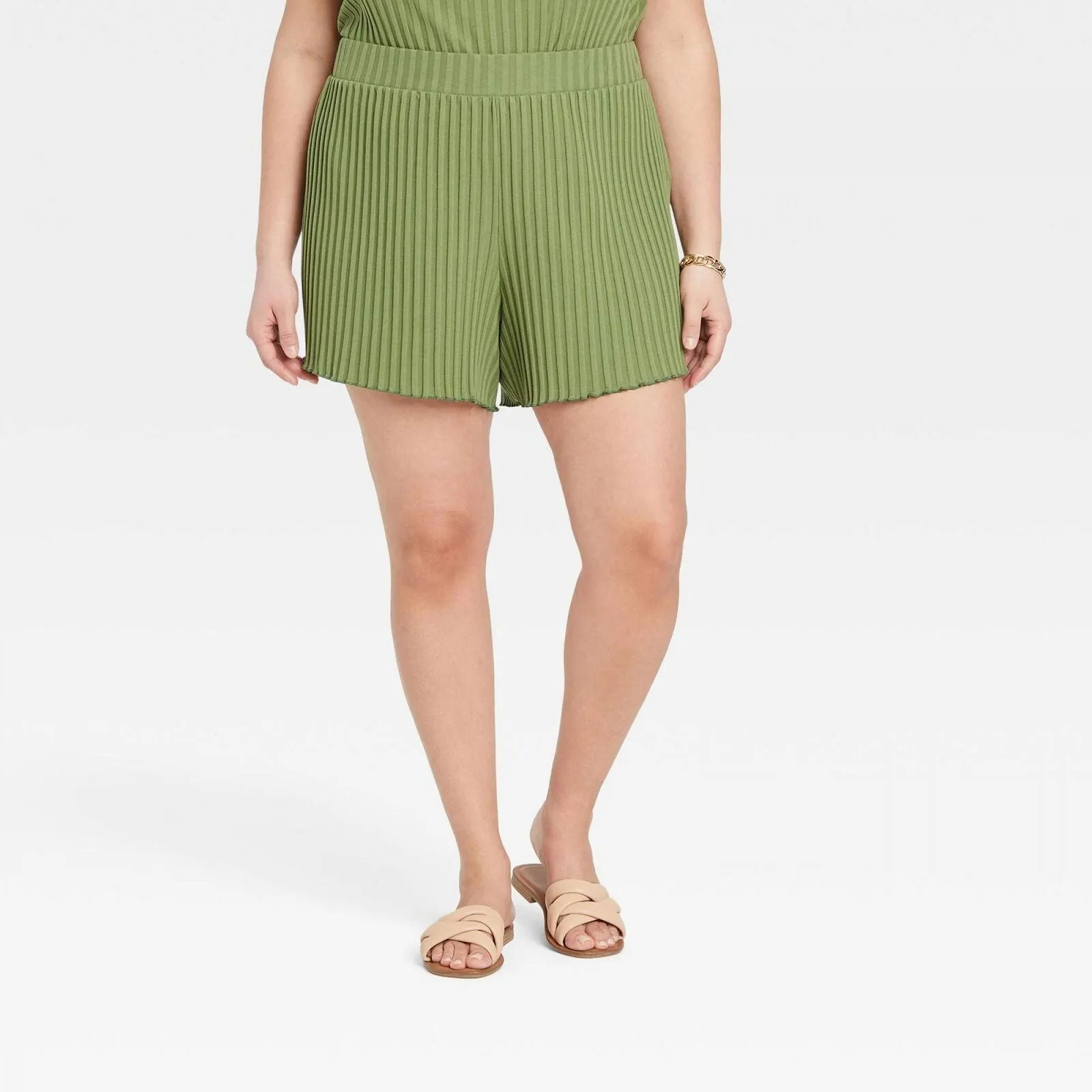 A New Day Women's Plus Size High-Rise Ribbed Shorts