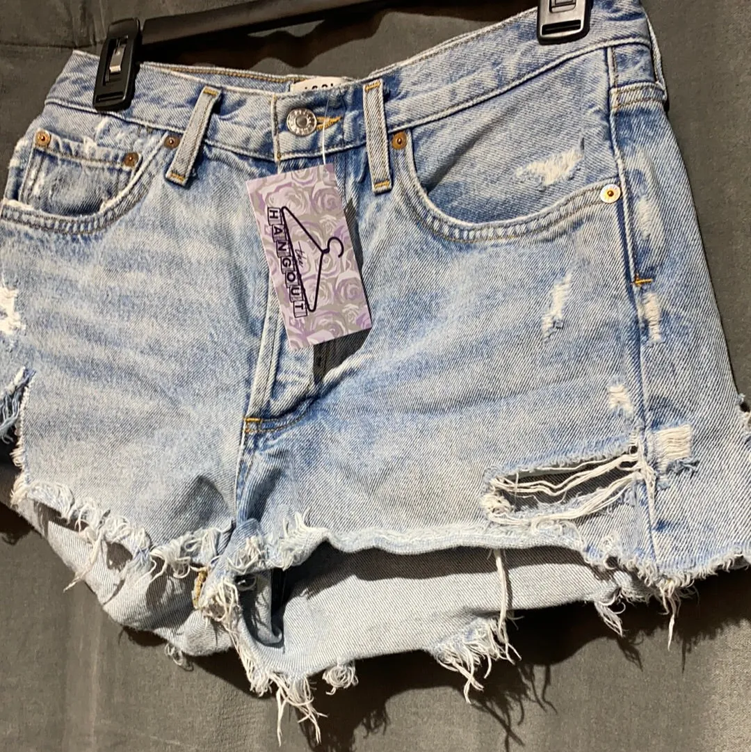 Agolde Frayed Button Fly Denim Shorts