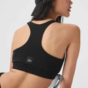 Alo Yoga Women Accolade Scoop Neck Sweatshirt Bra Black Size XS