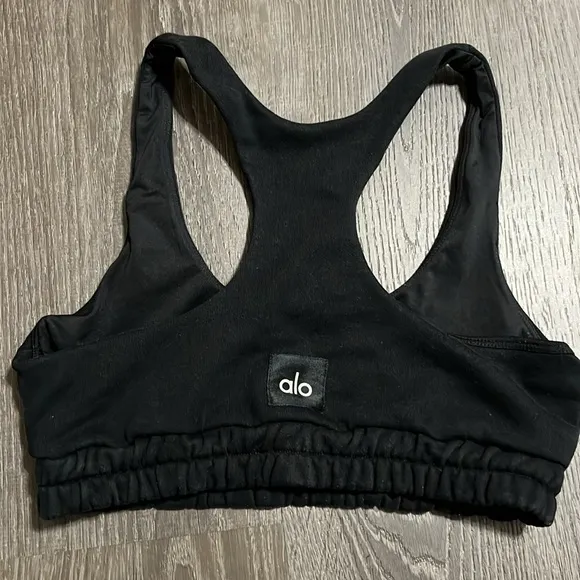 Alo Yoga Women Accolade Scoop Neck Sweatshirt Bra Black Size XS