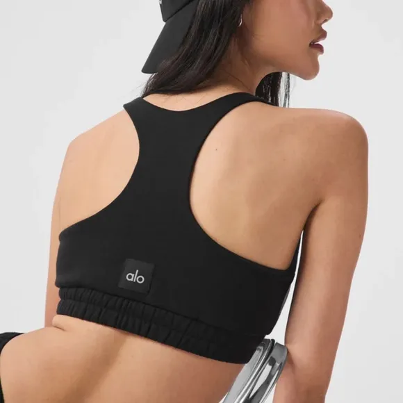 Alo Yoga Women Accolade Scoop Neck Sweatshirt Bra Black Size XS