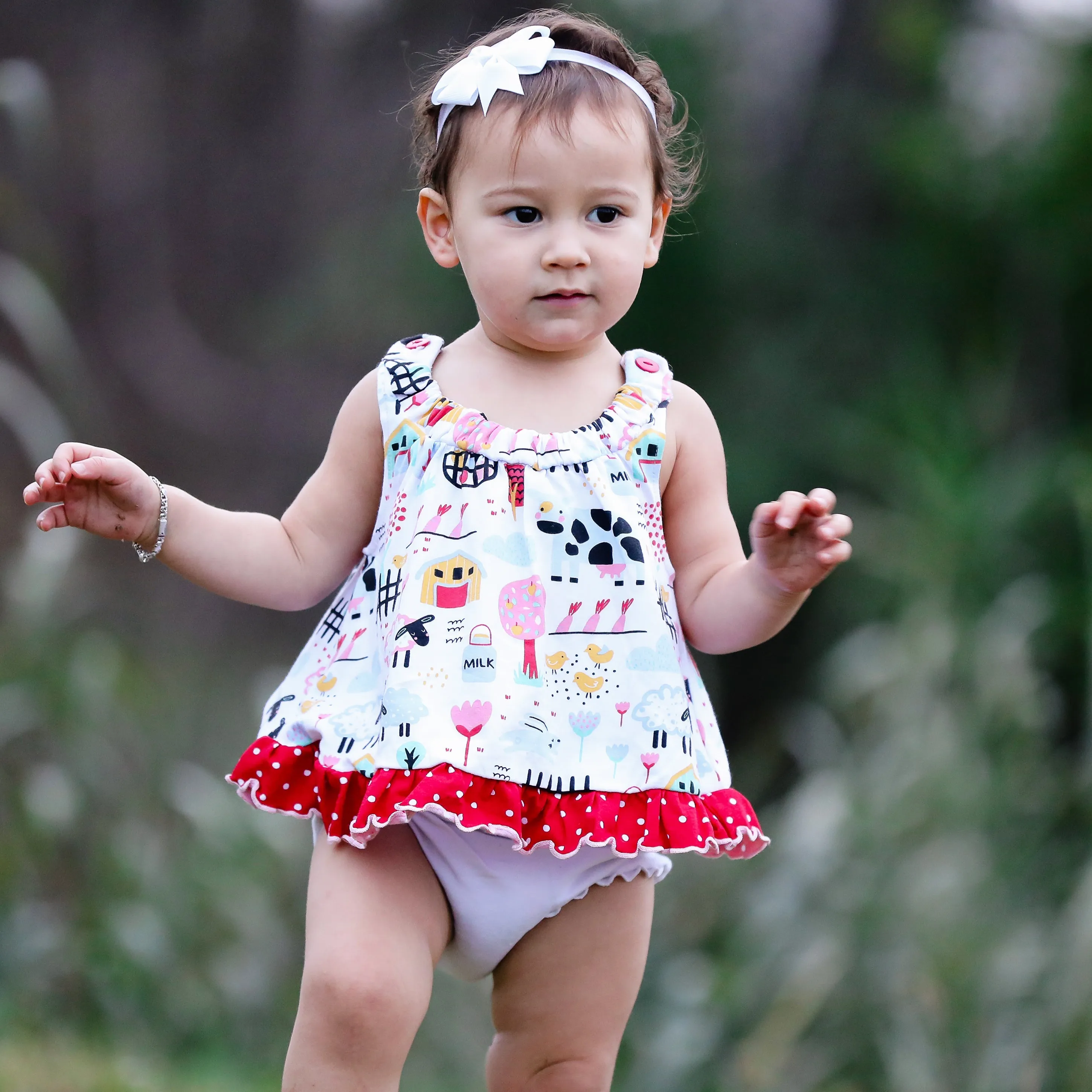 AnnLoren Baby & Toddler Girls Fun Farm Animal Spring Swing Tank Top