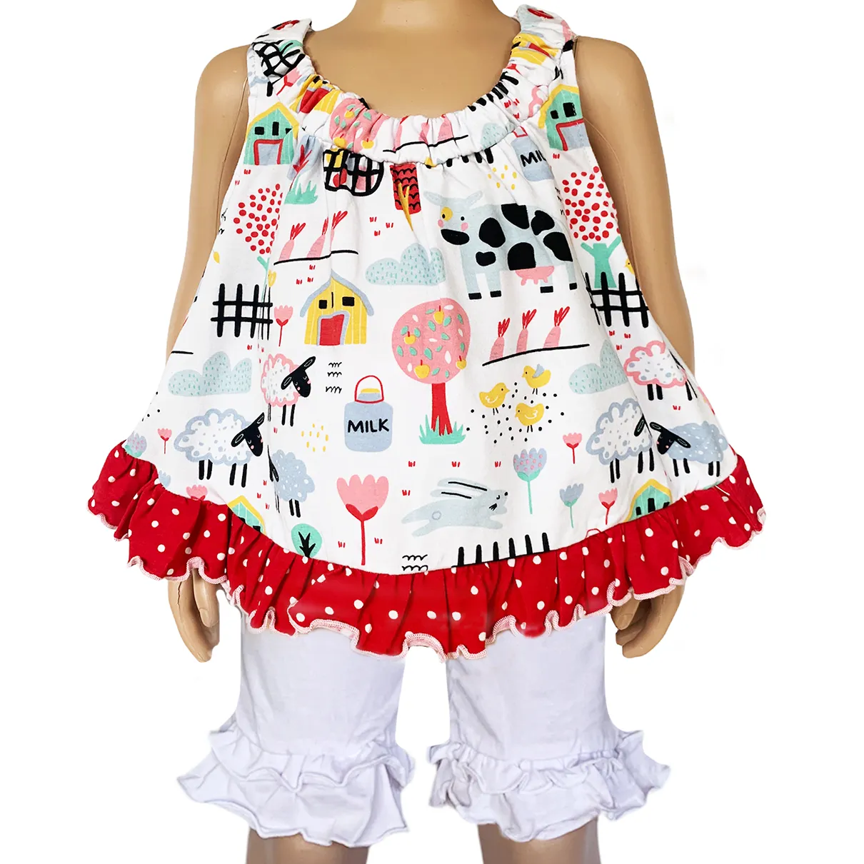 AnnLoren Baby & Toddler Girls Fun Farm Animal Spring Swing Tank Top