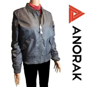 Anorak Nylon Bomber Jacket with quilted lining NWOT Gray Small