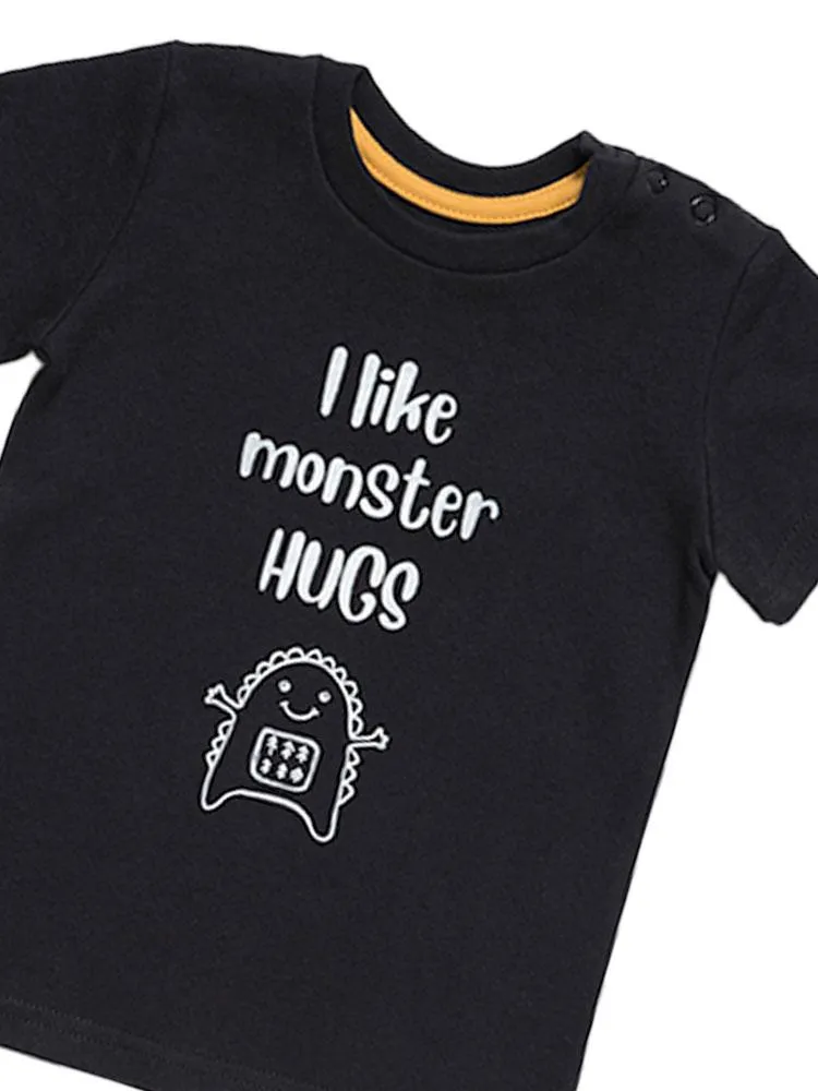Artie - I Like Monster Hugs - Boys Black T Shirt