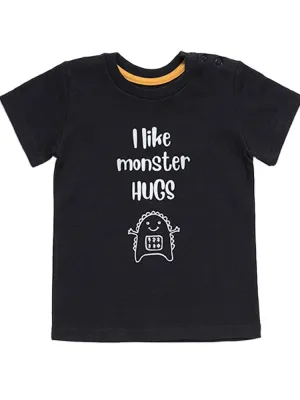 Artie - I Like Monster Hugs - Boys Black T Shirt