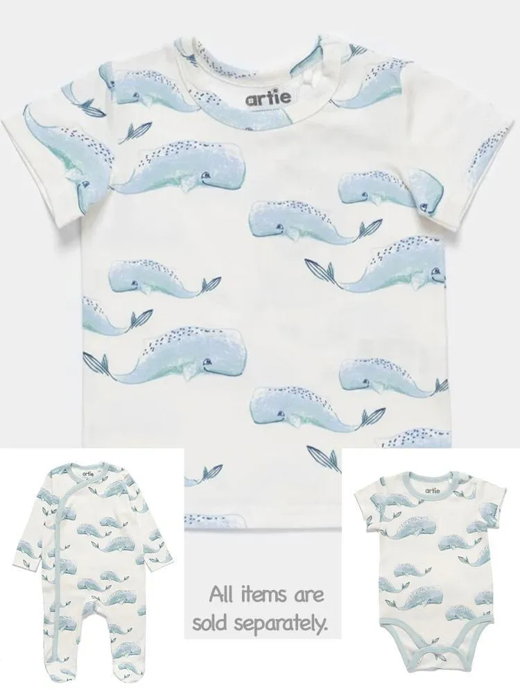 Artie - Whale Patterned Baby and Little Kids T Shirt
