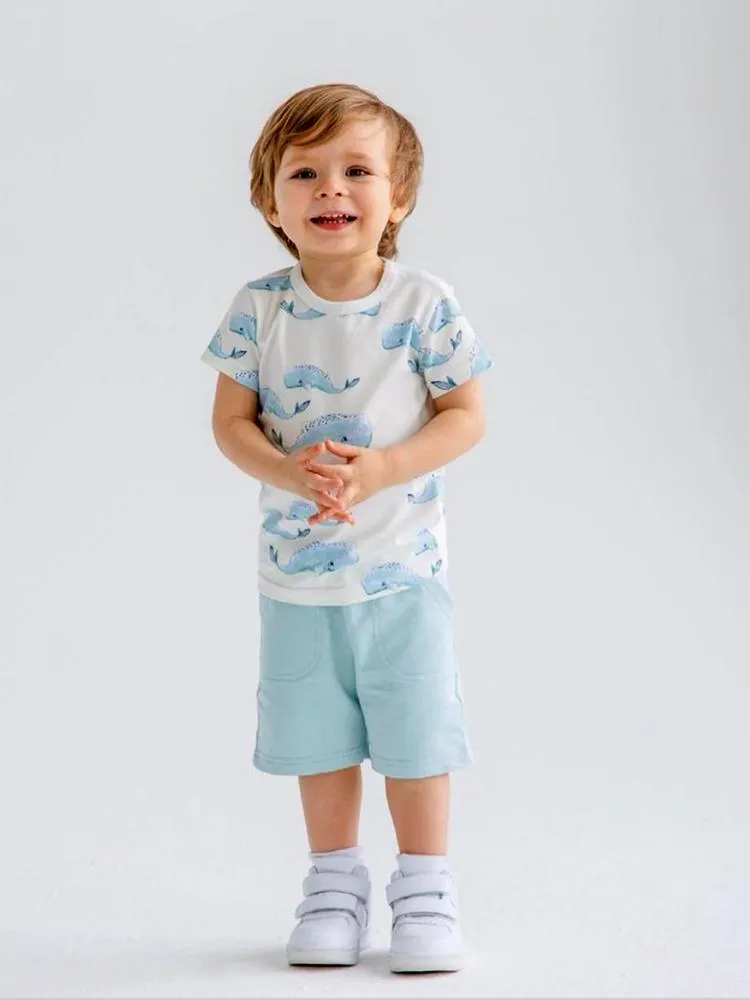 Artie - Whale Patterned Baby and Little Kids T Shirt