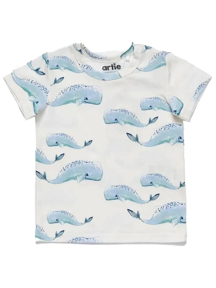 Artie - Whale Patterned Baby and Little Kids T Shirt