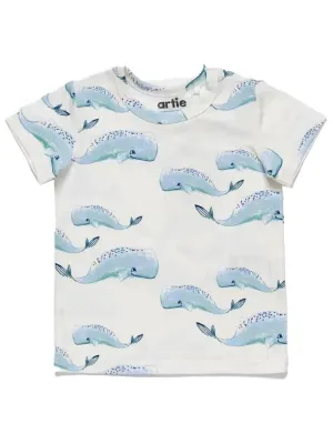 Artie - Whale Patterned Baby and Little Kids T Shirt