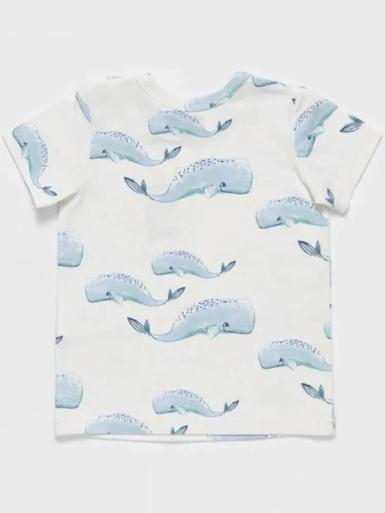 Artie - Whale Patterned Baby and Little Kids T Shirt