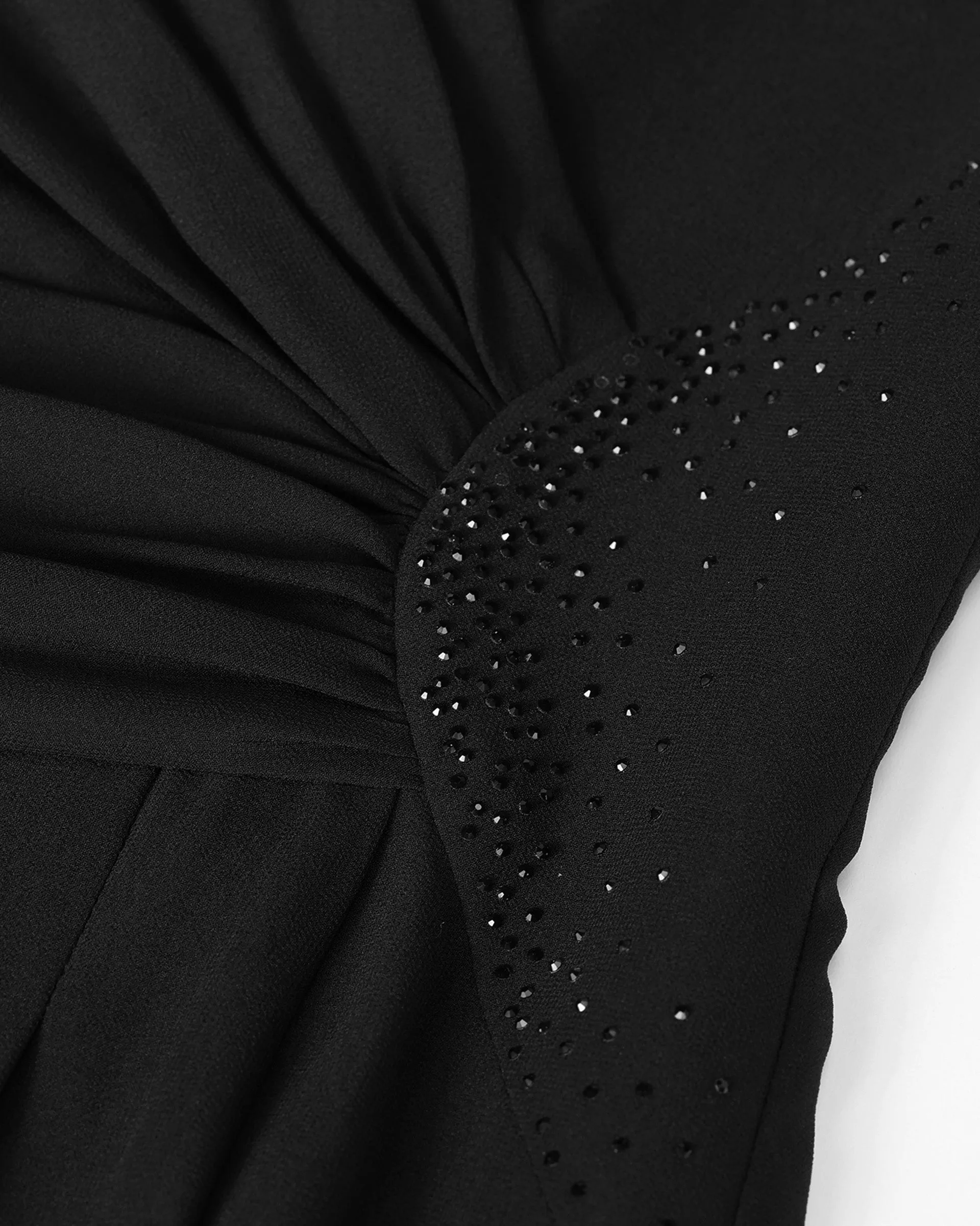 Artisan-Crafted Crystal-Embellished Cinch-Waist Dress
