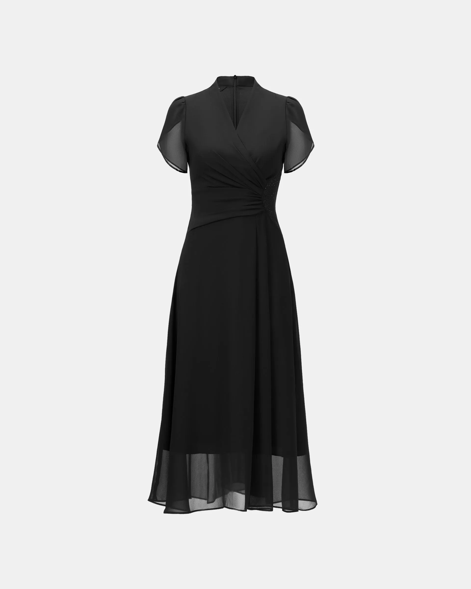 Artisan-Crafted Crystal-Embellished Cinch-Waist Dress