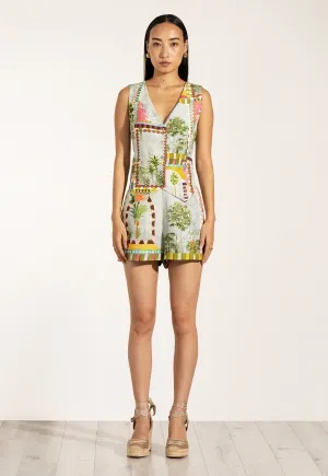 Astra green waistcoat and opal shorts