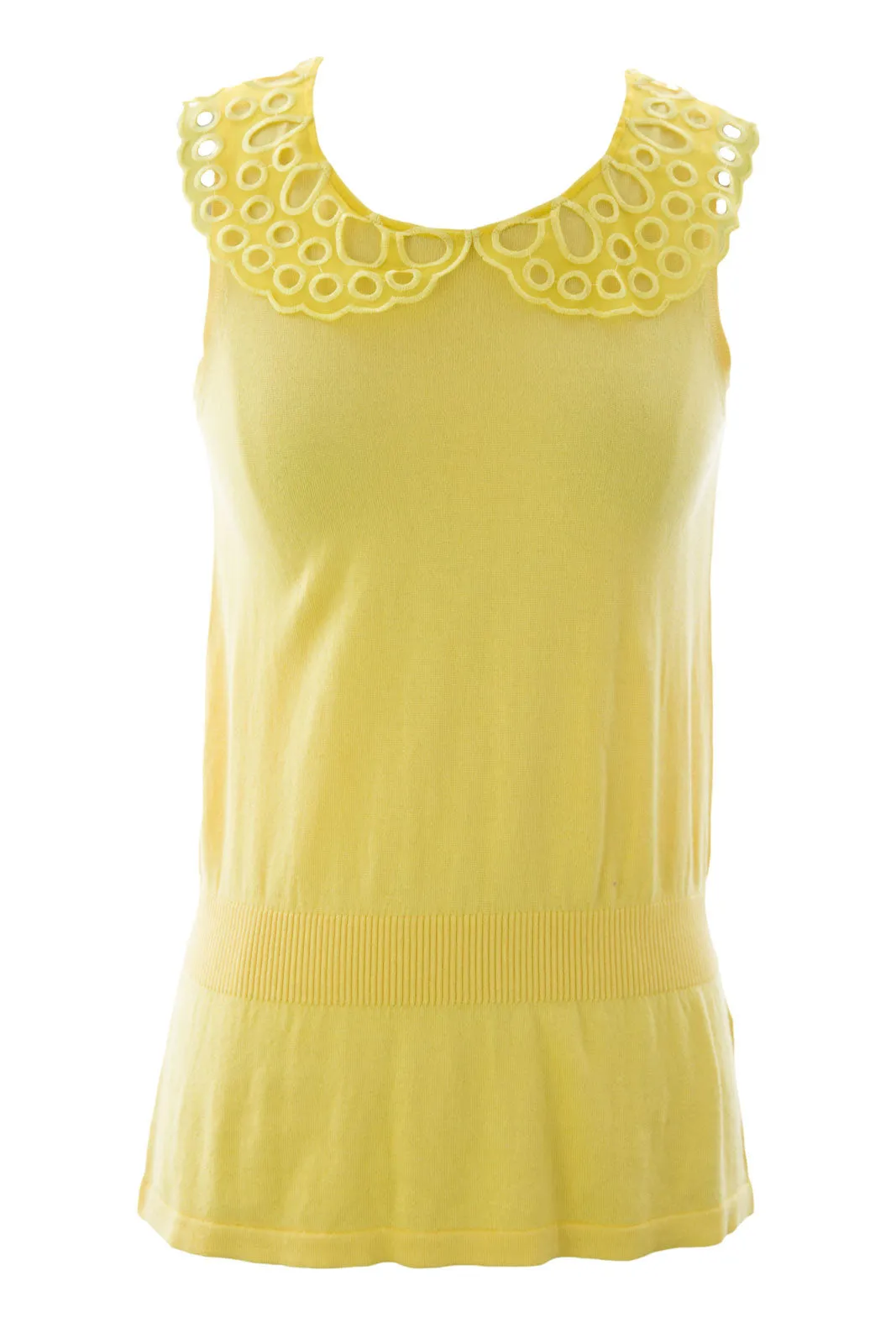 August Silk Women's Eyelet Collar Sleeveless Sweater NWT $58