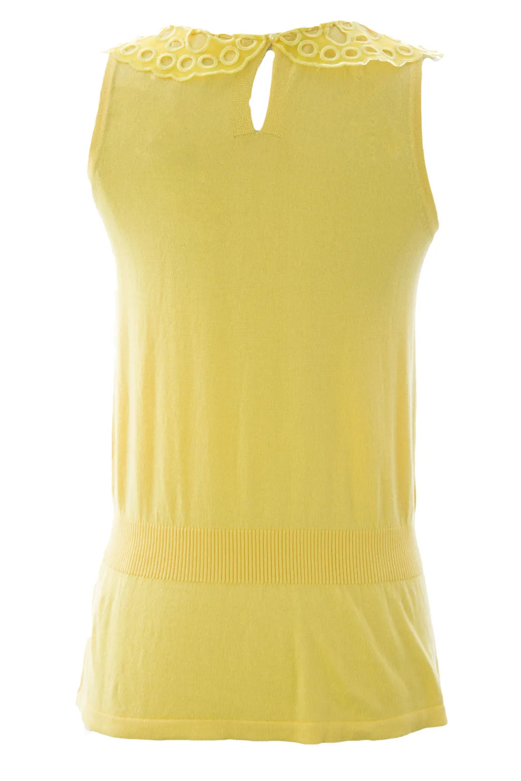 August Silk Women's Eyelet Collar Sleeveless Sweater NWT $58