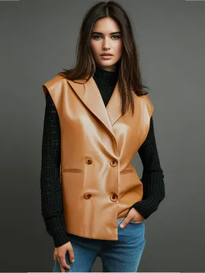 Avant-Garde Asymmetric Leather Blazer for Women