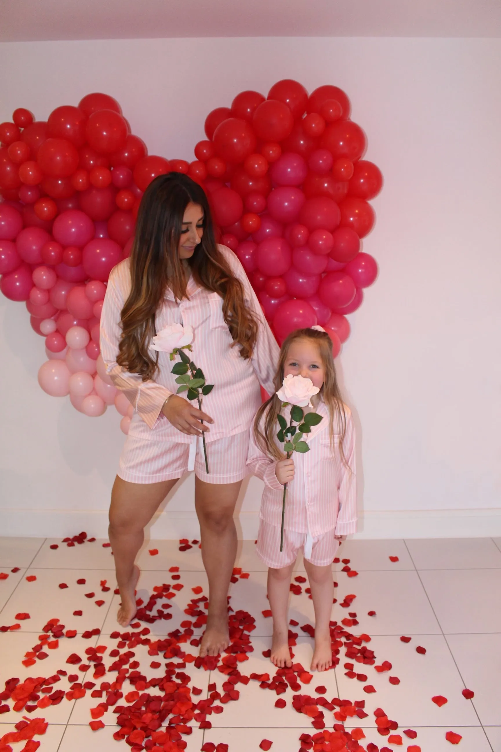 BABY PINK & WHITE stripe satin pyjamas - CHILD
