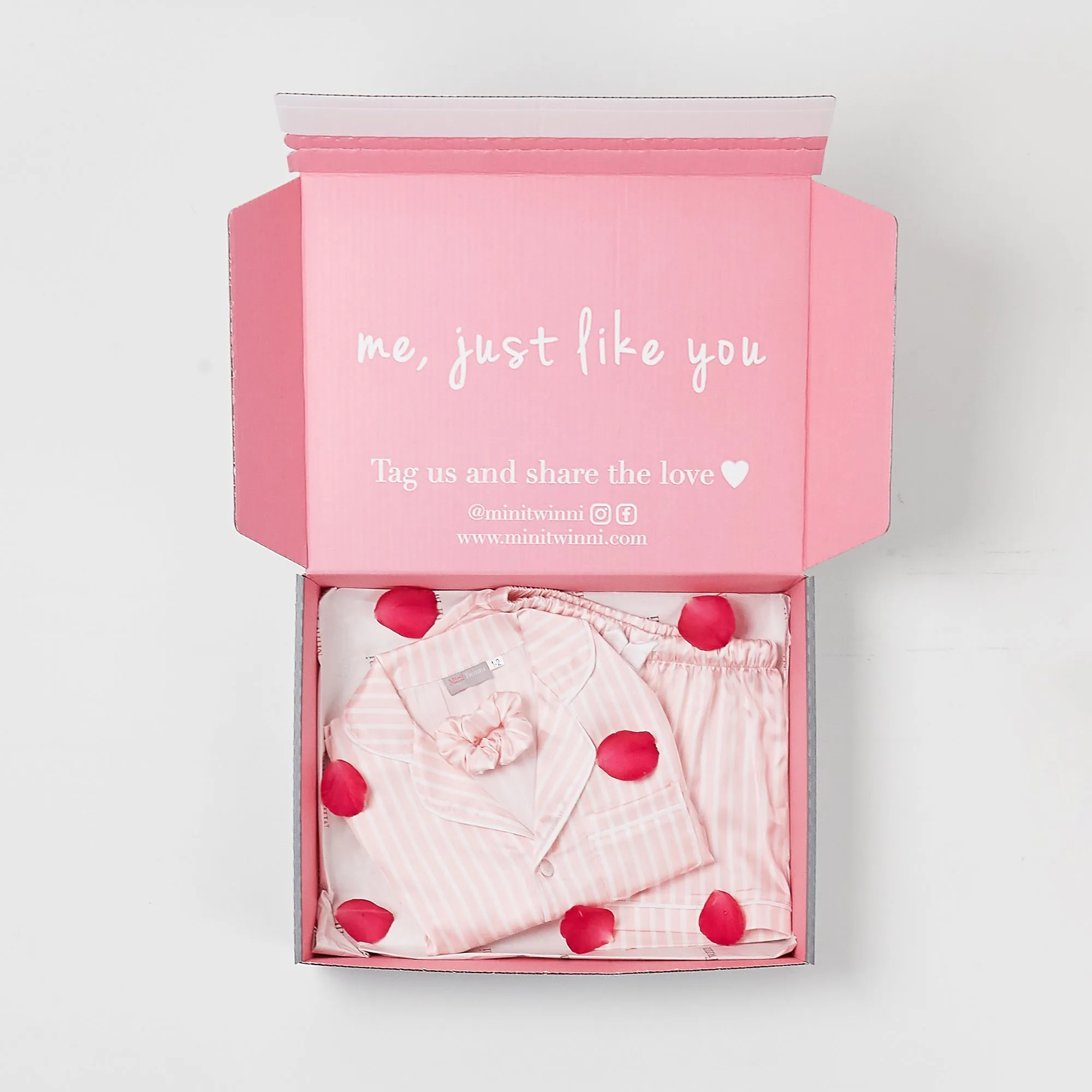 BABY PINK & WHITE stripe satin pyjamas - CHILD