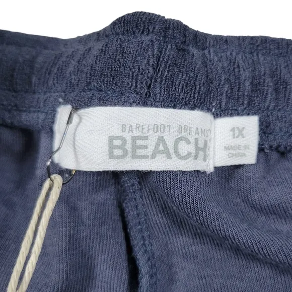 Barefoot Dreams Beach Cozy Terry Shorts Womens Plus 1X Indigo Loungewear Pull On