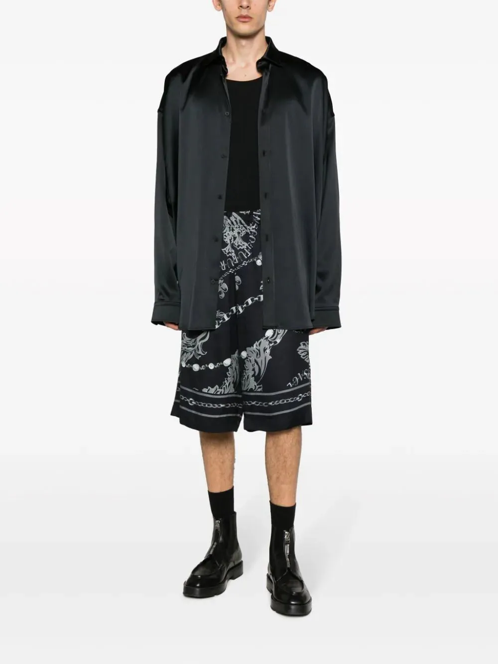 Barocco-print drop-crotch shorts