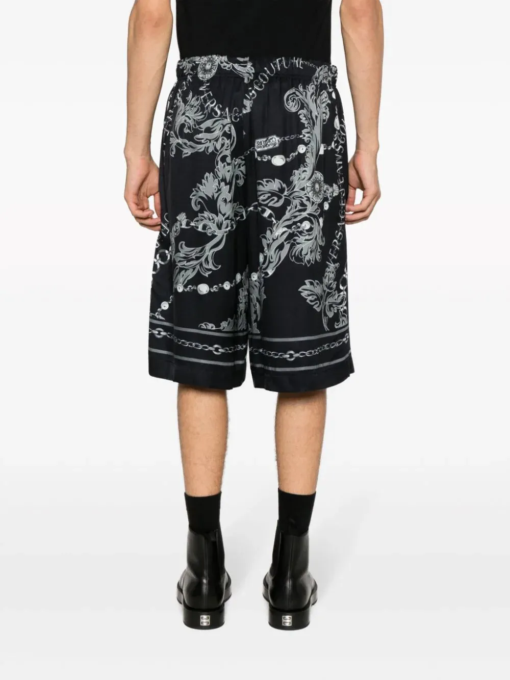 Barocco-print drop-crotch shorts