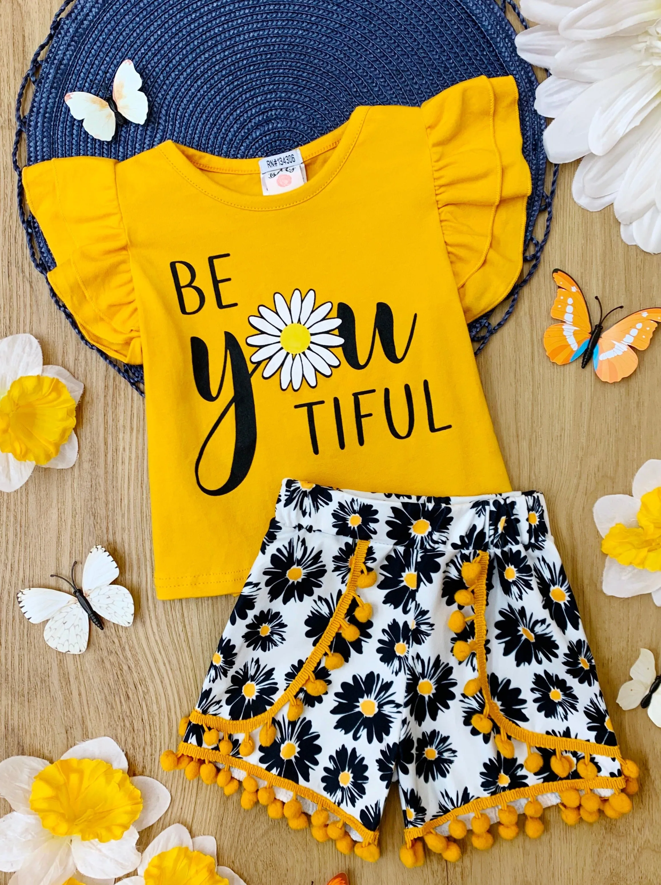 Be You-tiful Floral Pom Pom Shorts Set
