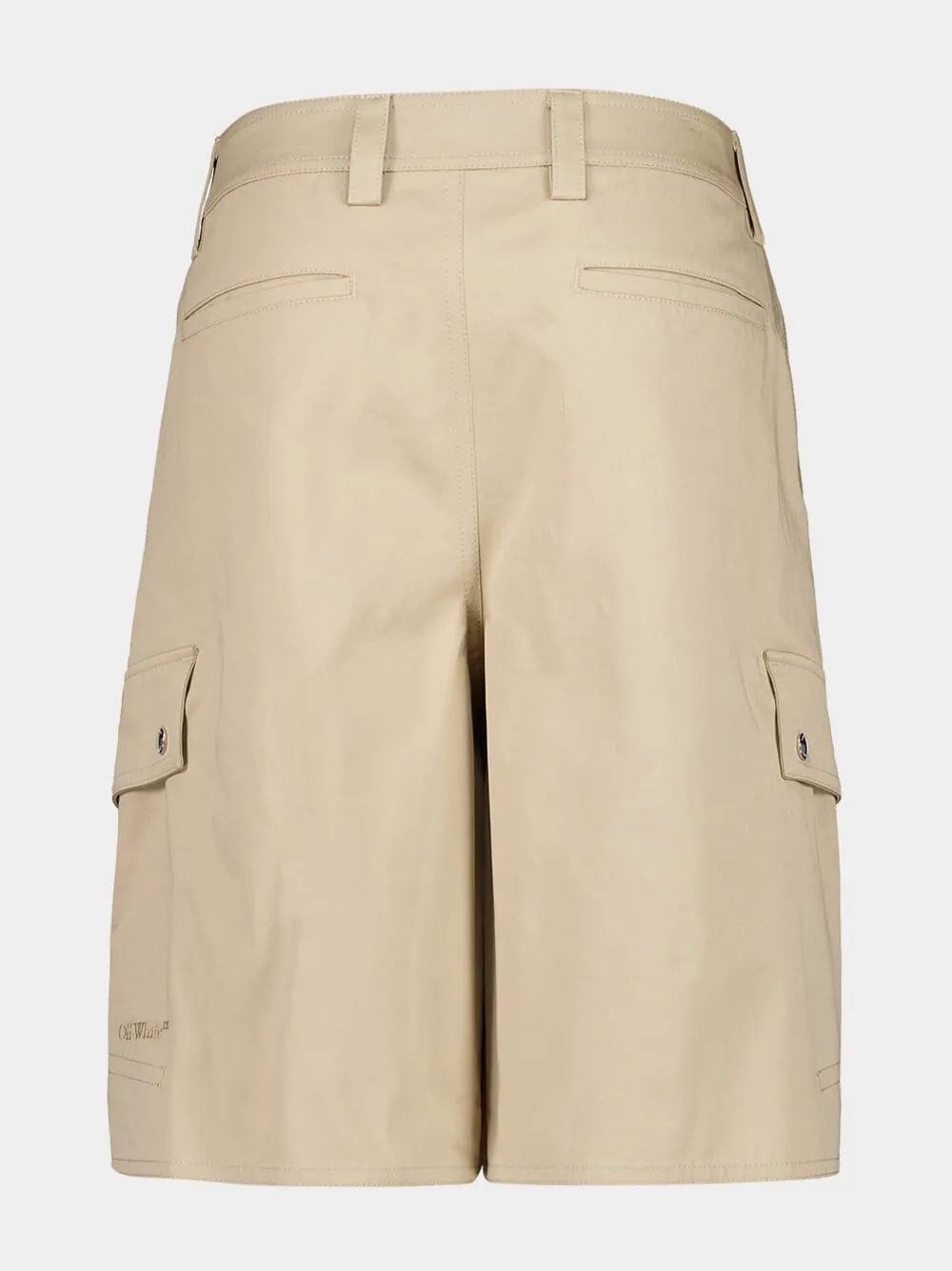 Beige Cotton Cargo Safari Shorts