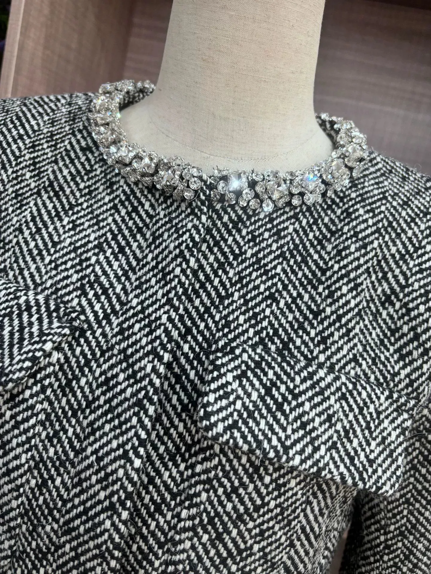 BERYL RHINESTONE EMBELLISHMENT JACKET IN BLACK