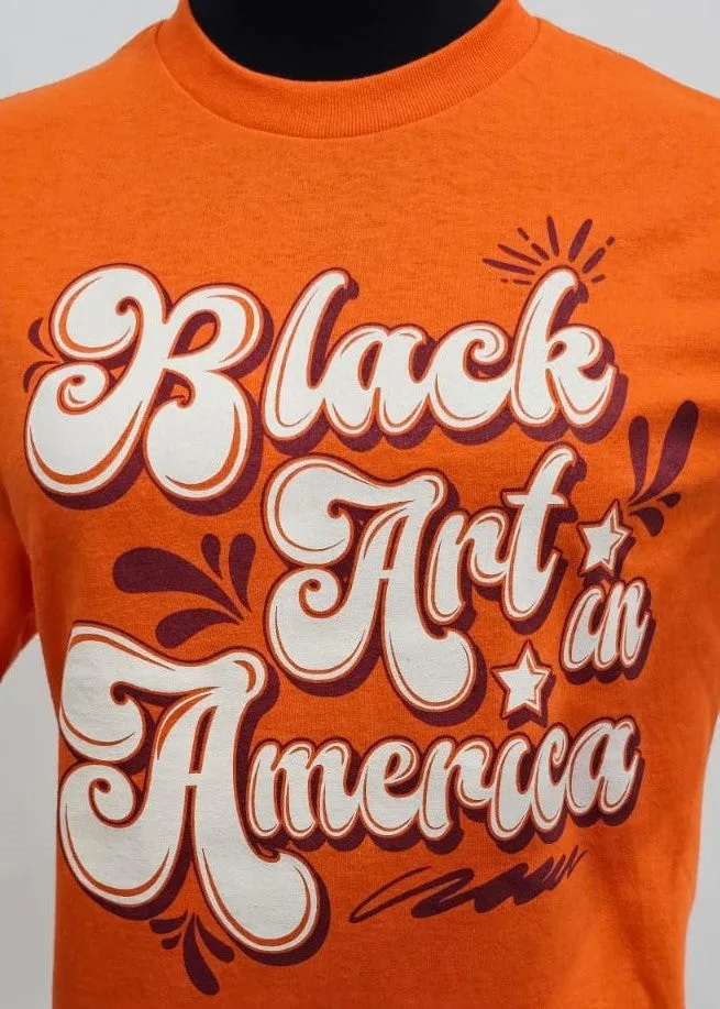 Black Art In America (Retro T-Shirt) orange w/white letters